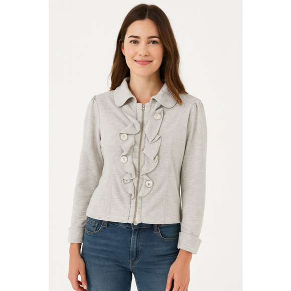 Unbranded Tops - Women's Unbranded Light Gray Ruffle Blazer M